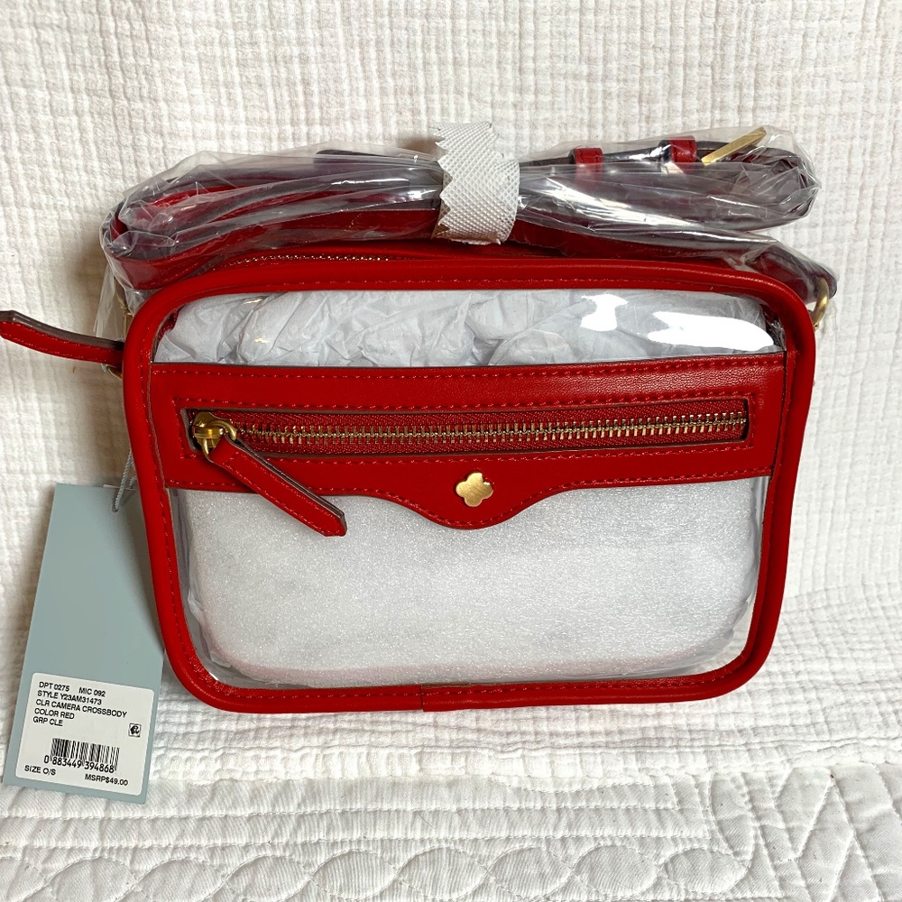 NWT Antonio Melani clear crossbody handbag red & clear - game day college rush
